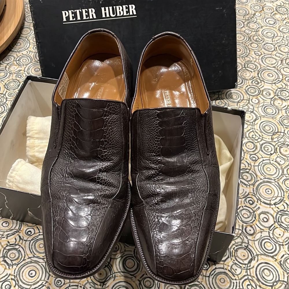 Peter Huber Peccary Brown Ostrich Oxford Shoes